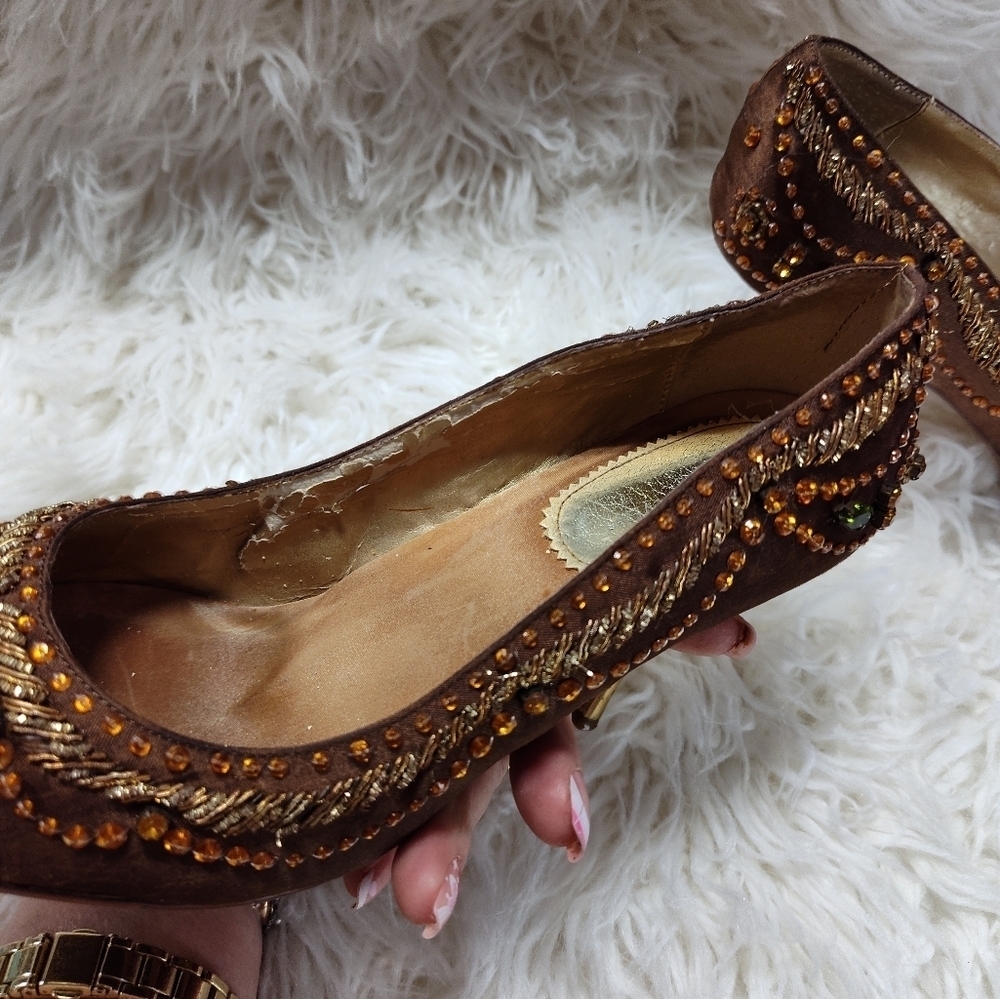 Valerie Stevens Satin Jeweled Beaded Stiletto Heels Size 6.5 - Picture 15 of 15